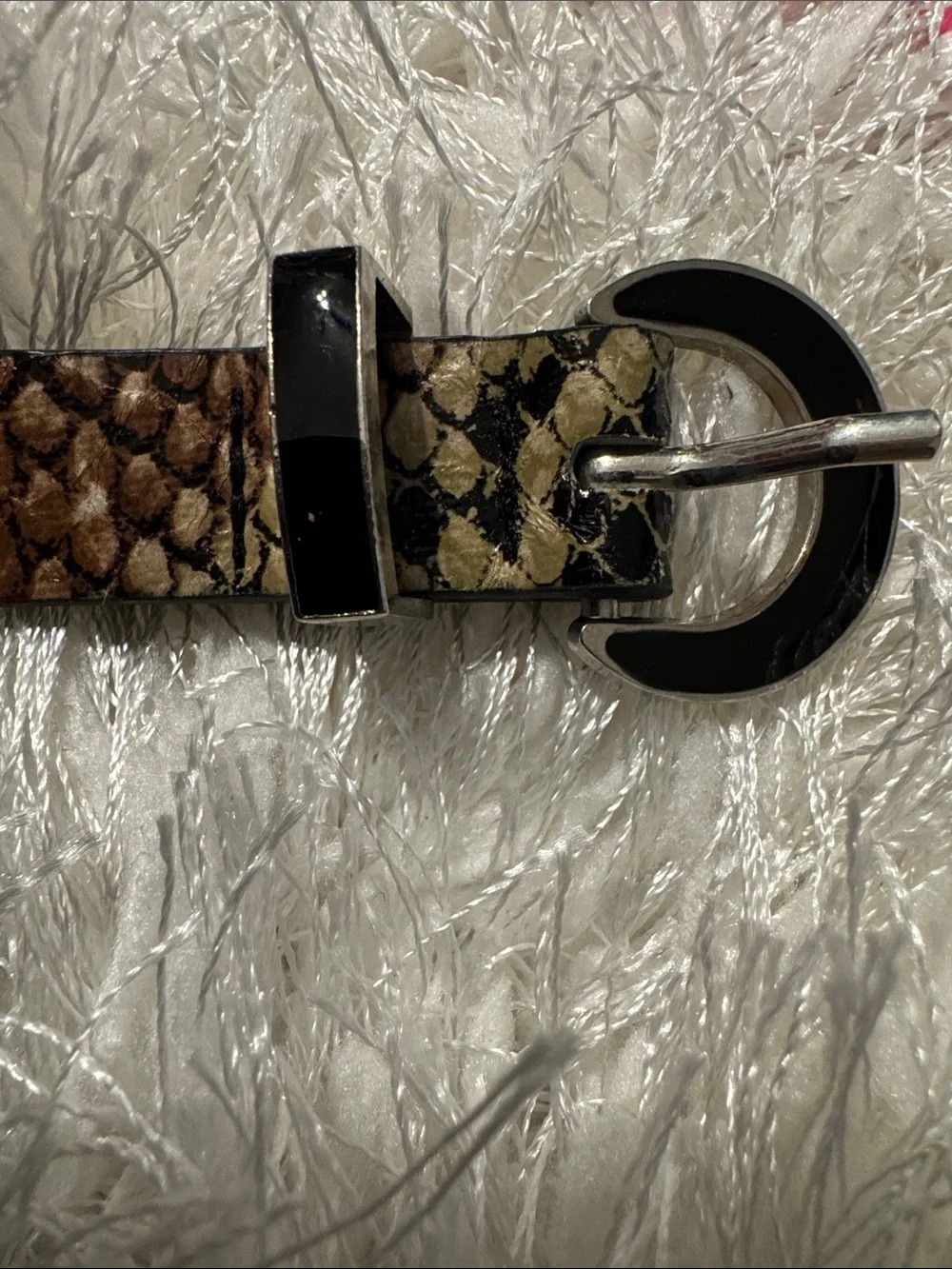 Two Women's Animal Print Slim Belts - Fuzzy Snake & Zebra Patterns